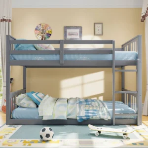 Twin Over Twin Bunk Bed with Ladder - Space-Saving Modern Design, Durable Construction