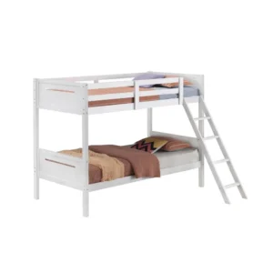 Littleton Wood Twin Over Twin Bunk Bed White